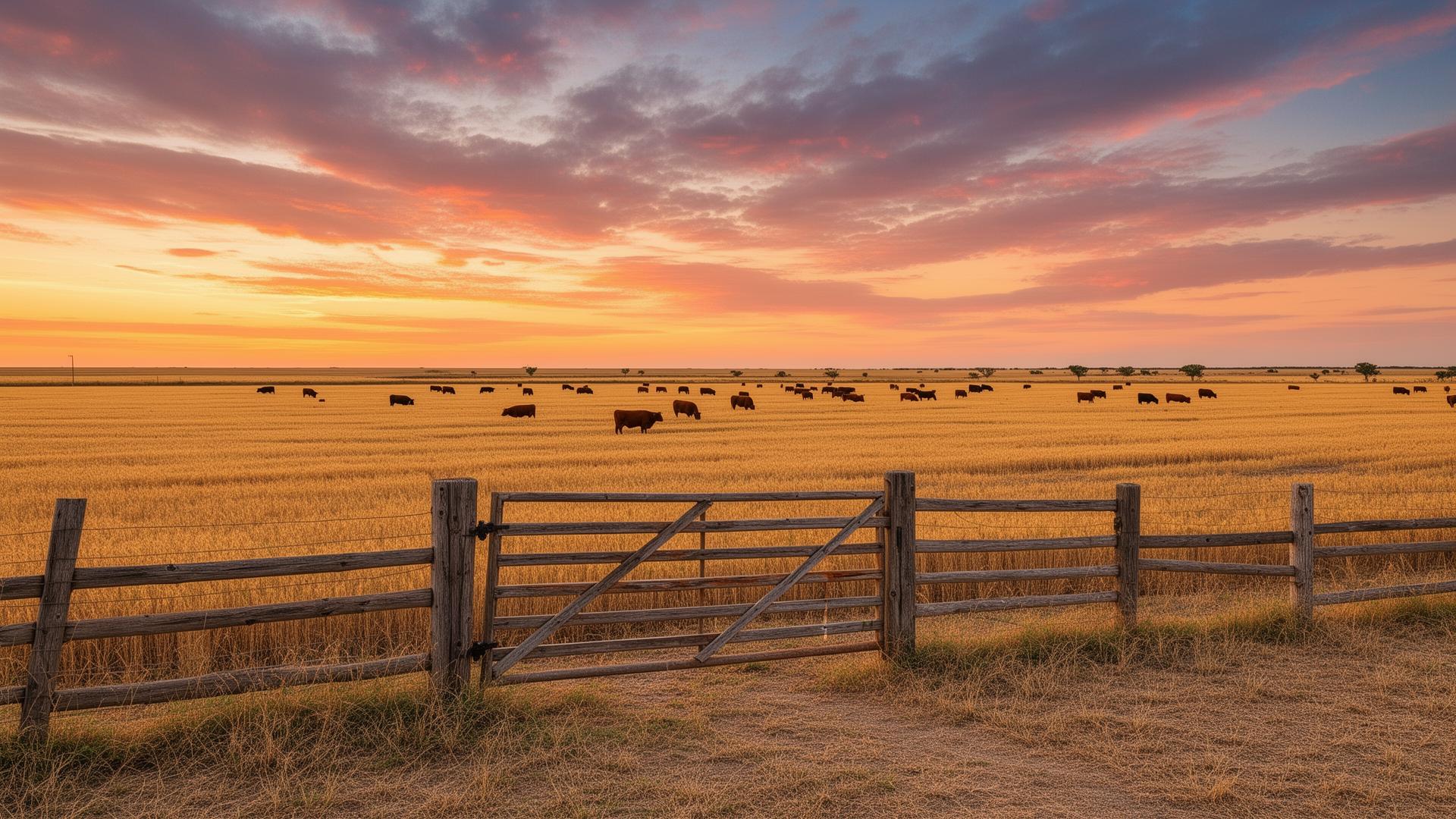 Couple at their ranch gate overlooking farmland