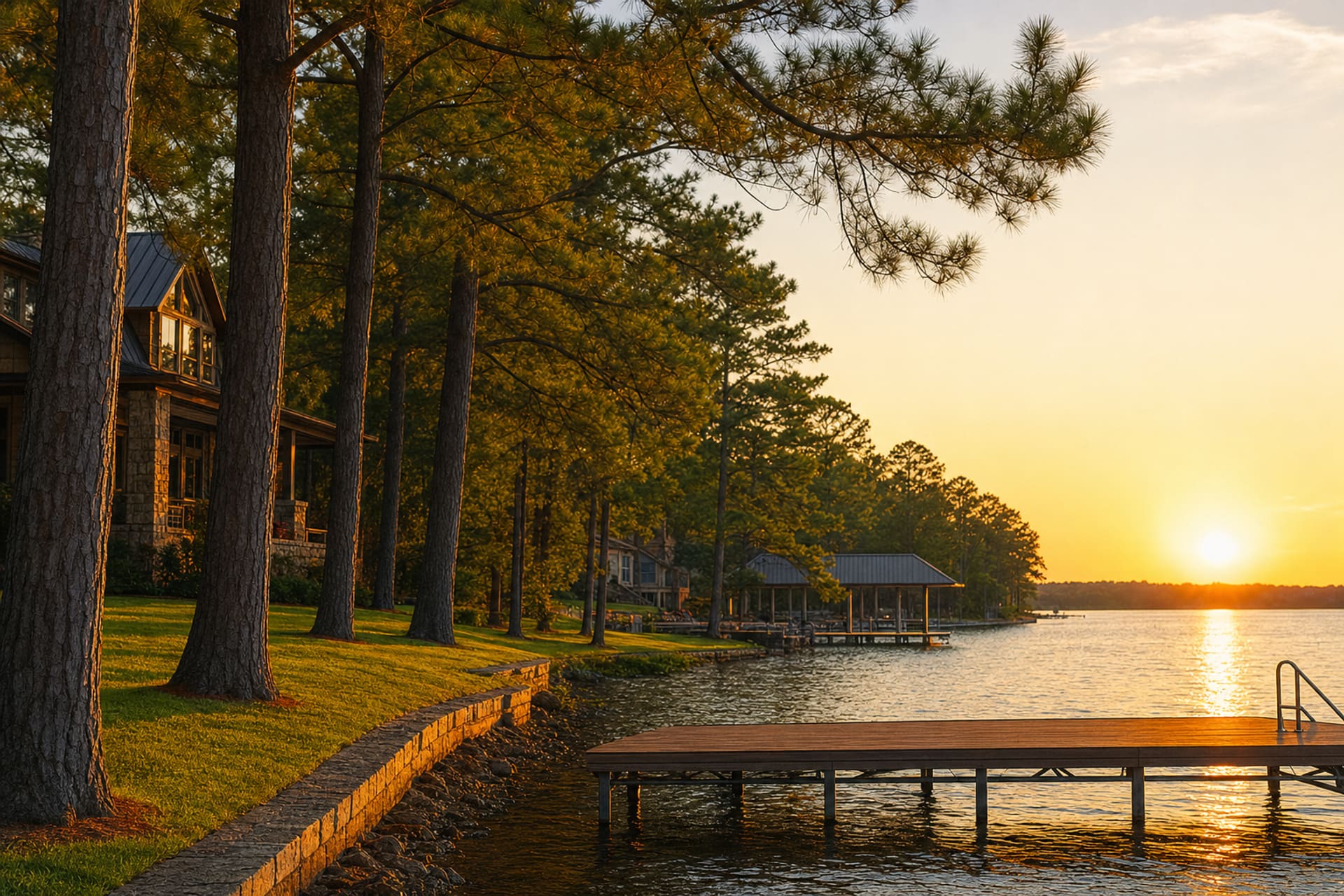 Lake Conroe shoreline near the Walden community in Montgomery, Texas